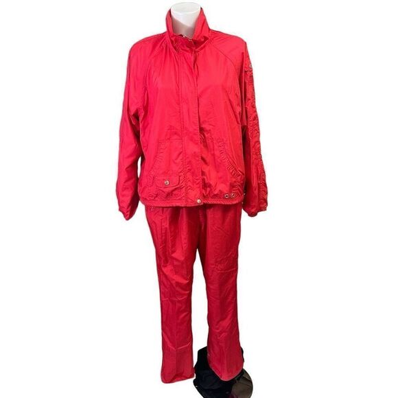 Oleg‎ Cassini Sport Red Vintage Track Suit Windbreaker Set Size XL Womens - Picture 1 of 13